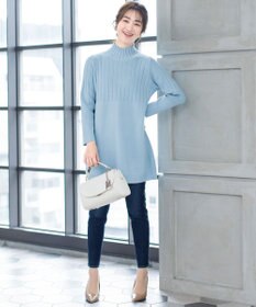 Tiaclasse L 【洗える】もっちり柔らかいハーフリブニットチュニック