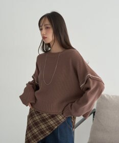 earth music&ecology 【洗濯機洗い可 / 選べる丈】アンチピリングC/A選べる丈配色ニット