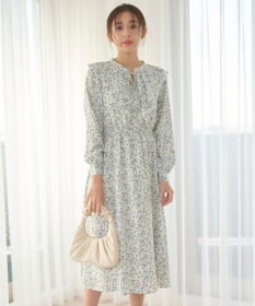 Feroux 【洗える】フラワープリントラッフル ワンピース