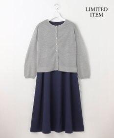 自由区 【WEB限定・洗える】シアーカーデ×ジャージードレス セット