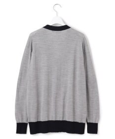 23区 L 【洗える】サステナブルウール Vネック バイカラー カーディガン