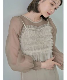 earth music&ecology ＳＥＴ２点チュールキャミ付きドッキングワンピース