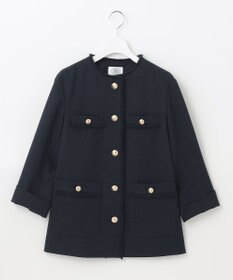 J.PRESS LADIES L ナチュラルツイードストレッチ ノーカラー ジャケット