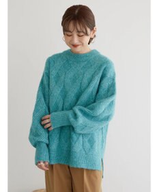 AMERICAN HOLIC Ｍｉｘヤーンモックネックケーブルニットプルオーバー