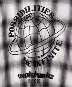 WEGO オンブレチェックグラフィックシャツ（LS）