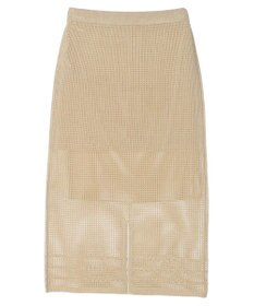 Green Parks ２ｗａｙ　メッシュ編みニットＩラインスカート（ペチ付き）