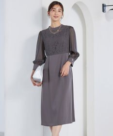 ANY SIS 【洗える】Nobleコンビ ドレス スレート