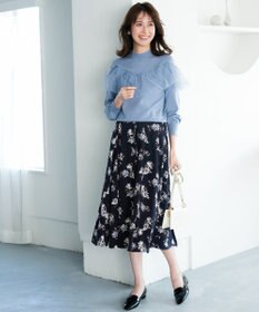 ANY SIS 【洗える】フリルチュールコンビ ニット