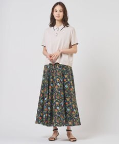 J.PRESS LADIES S スパンボタニカル プリント ロング フレア スカート