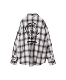 WEGO オンブレチェックグラフィックシャツ（LS）