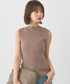 earth music&ecology ランダムリブボトルネックノースリーブニット