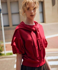 組曲 ストレッチクリアパフ袖 ニット