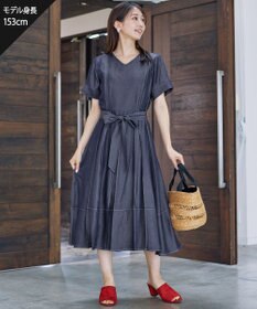 Tiaclasse L デニムフレアワンピース