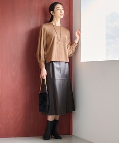 自由区 L 【洗える】ハイカウントパフスリーブ カットソー