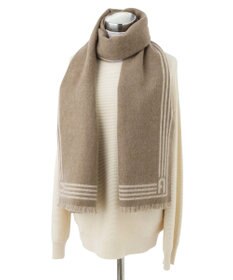 MOONBAT FURLA ウール100%リバーシブルジャカードマフラー/幅40cm