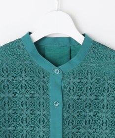 自由区 S ジオメトリックレース ブラウス