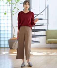 ANY SIS 【ウールブレンドシリーズ】フロント切替Vネック ニット