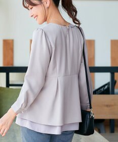 Tiaclasse L 【洗える】レイヤードヘムペプラムブラウス