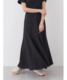 earth music&ecology 配色ステッチパネルフレアスカート