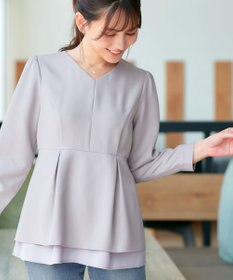 Tiaclasse L 【洗える】レイヤードヘムペプラムブラウス