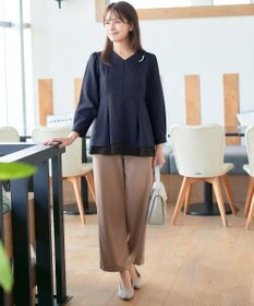 Tiaclasse L 【洗える】レイヤードヘムペプラムブラウス