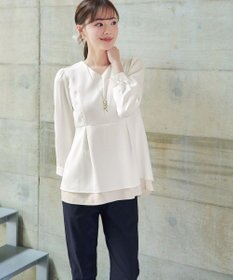 Tiaclasse L 【洗える】レイヤードヘムペプラムブラウス