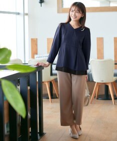 Tiaclasse L 【洗える】レイヤードヘムペプラムブラウス