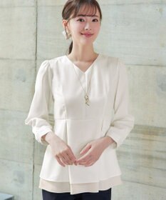Tiaclasse L 【洗える】レイヤードヘムペプラムブラウス