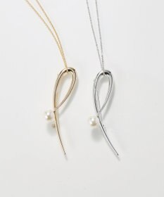Phoebe 2wayスタイリッシュクロスカーブパールブローチネックレス　シルバー