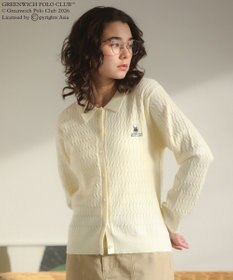 Green Parks GREENWICH POLO CLUB(TM)ケーブル襟付ニットカーディガン
