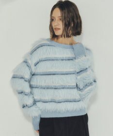 YECCA VECCA フェザーマルチボーダーニット