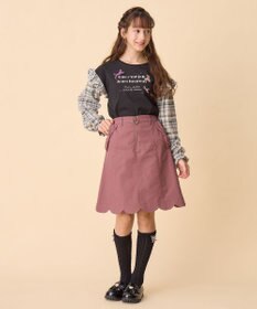 ANY KIDS チェック袖 ドッキング プルオーバー