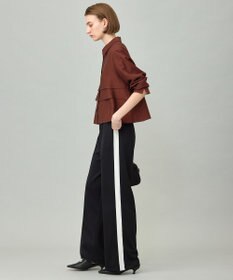 ICB L 【洗える】 ワッシャーツイル クロップドブラウス