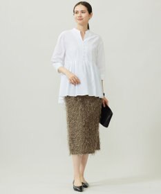 自由区 L シアーソフトシャンブレーペプラム ブラウス