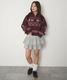 WEGO ノルディック柄ハーフジップニット