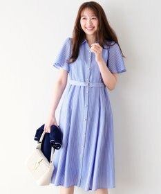 ANY SIS スムージーポリエステル ワンピース ブルーストライプ