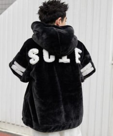 WEGO ファーフードグラフィックブルゾン