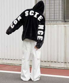 WEGO ファーフードグラフィックブルゾン