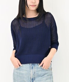 TOQUE 25SS新作〈大草直子さんアドバイザー〉【天然素材】シルク×コットン粗メッシュニットドルマンスリーブ5分袖