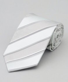 GOTAIRIKU 【WEAR BLACK】フォーマル用_ストライプ ネクタイ シルバー系1