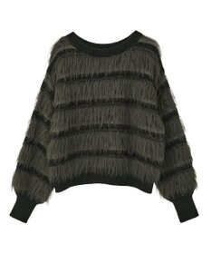 YECCA VECCA フェザーマルチボーダーニット