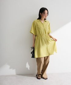 Green Parks ウエストリボンミディ丈ワンピース