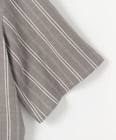 自由区 S 【カタログ掲載・セットアップ対応・洗える】リネンビスコースストライプ シャツ