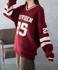 WEGO ナンバリングラインフラッフィーニット