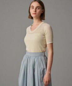 uncrave 【手洗い可】シアー ランダムリブ Uネック カットソー（uncrave STANDARD）