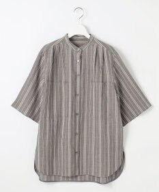 自由区 S 【カタログ掲載・セットアップ対応・洗える】リネンビスコースストライプ シャツ