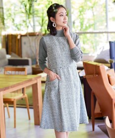 Tiaclasse 【洗える】大人華やかなツイードワンピース