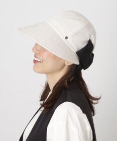 MOONBAT 【遮光100％/遮熱/UV】HIROKO KOSHINO(ヒロコ コシノ)遮光 リボンジョッキー 帽子 ゆったりMサイズ 手洗い可能/サイズ調整可能