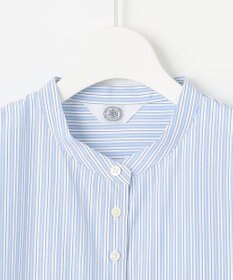 J.PRESS LADIES L 【洗える】ストライプ バンドカラー ブラウス