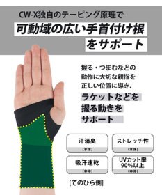 CW-X 【UNISEX】 CW-X 手首サポーター 【右手用】 手首の負担軽減 握る動きをサポート ラケット競技 野球 テニス ユニセックス BCR201 /ワコール